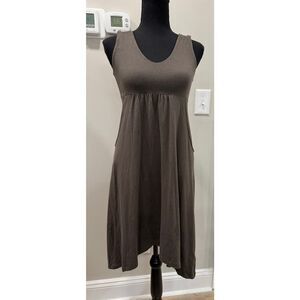 Athleta Sleeveless Tank Dress Comfort Pockets Santorini V-Neck Brown - Size XS
